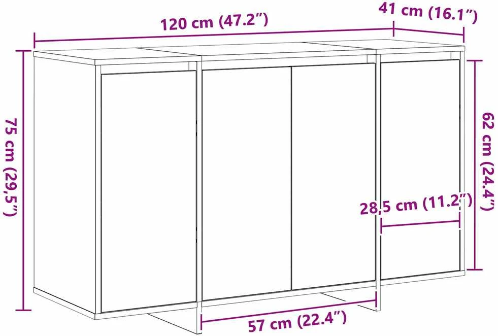 Kabalas Juodas ąžuolas 120 x 41 x 75 cm Apdirbta mediena