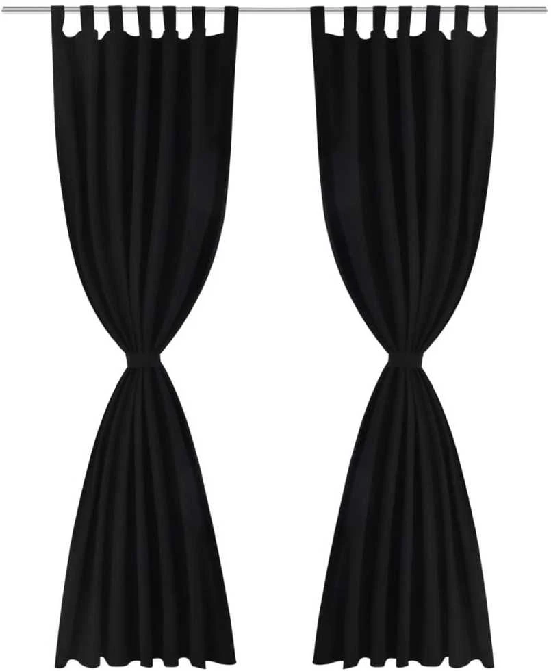 Juodos Užuolaidos su Kilpomis 140 x 175 cm, 2 vnt., Mikro Satinas