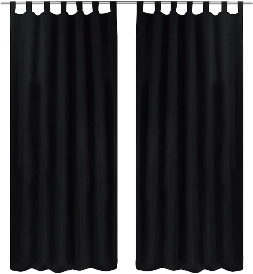 Juodos Užuolaidos su Kilpomis 140 x 225 cm, 2 vnt., Mikro Satinas