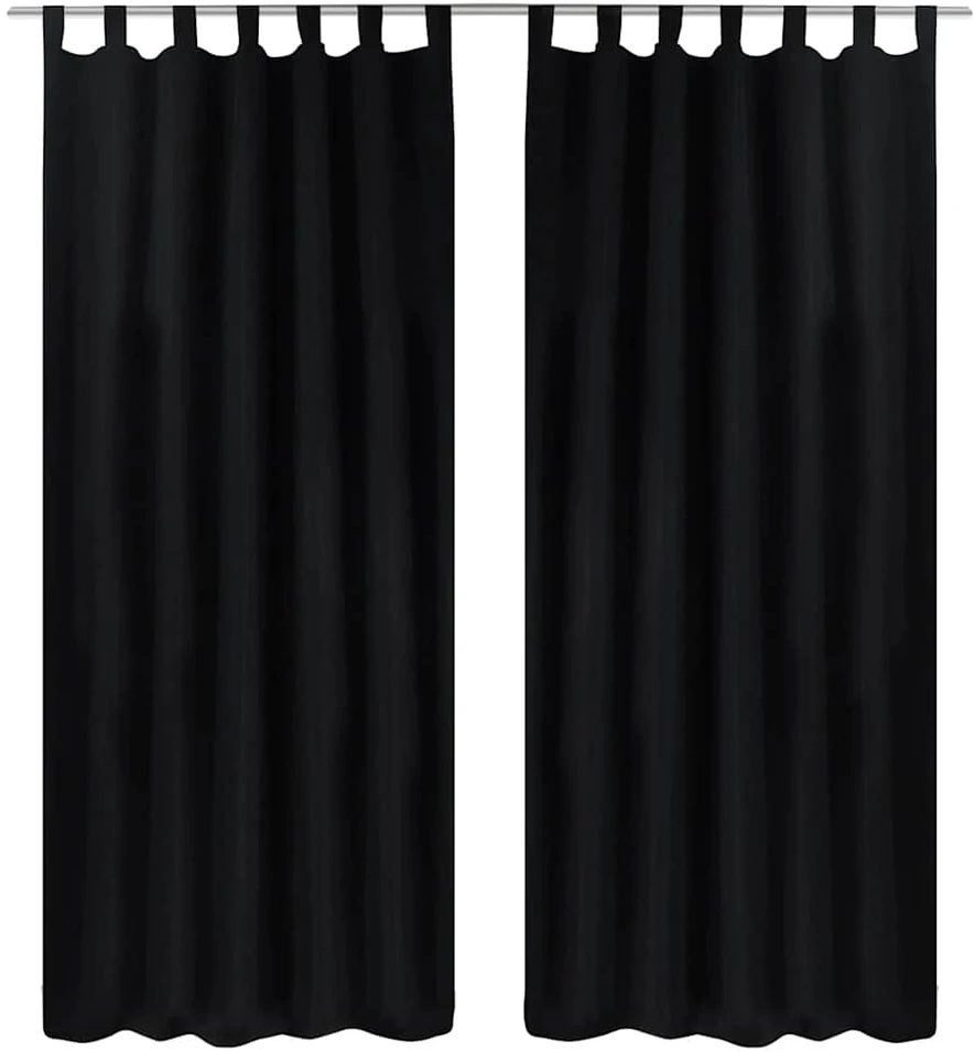 Juodos Užuolaidos su Kilpomis 140 x 245 cm, 2 vnt., Mikro Satinas