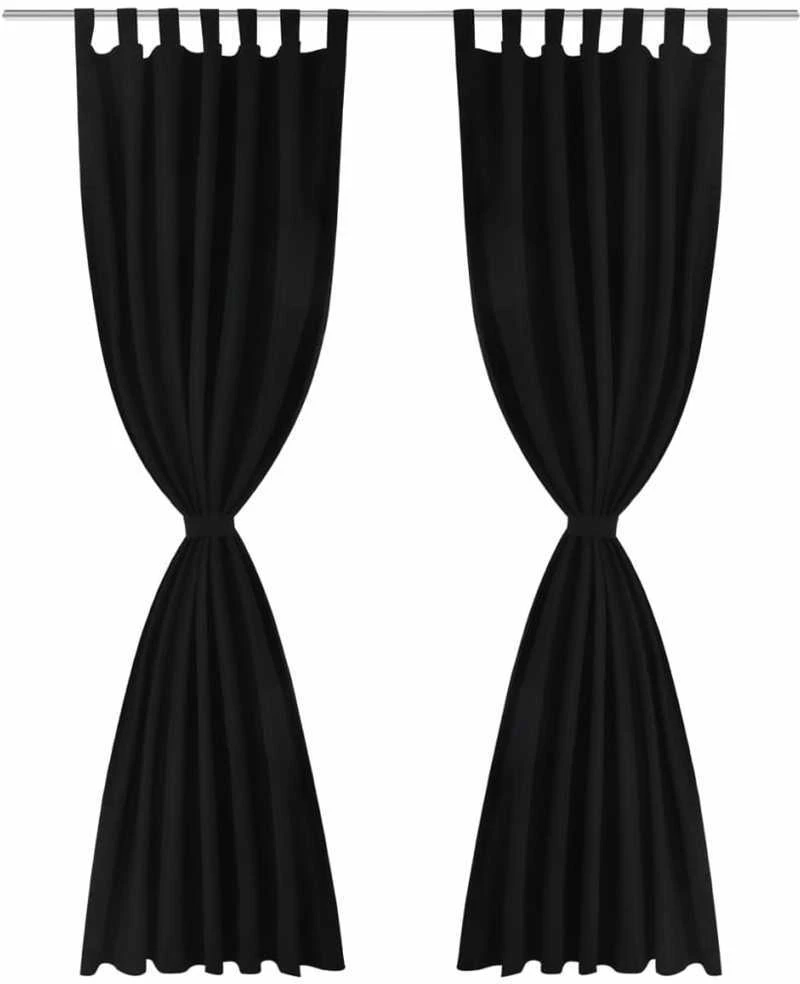 Juodos Užuolaidos su Kilpomis 140 x 245 cm, 2 vnt., Mikro Satinas