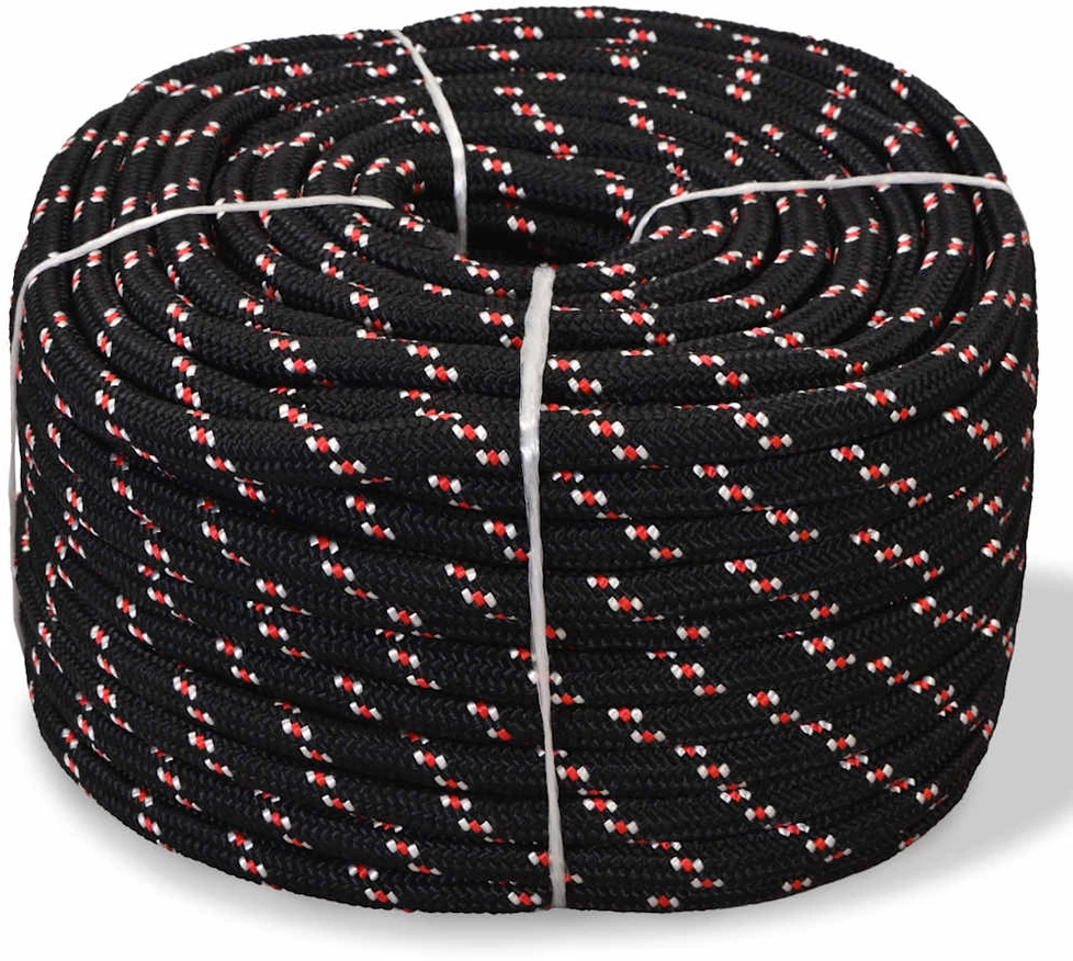 Jūrinė virvė, juoda, 250m, polipropilenas, 16mm