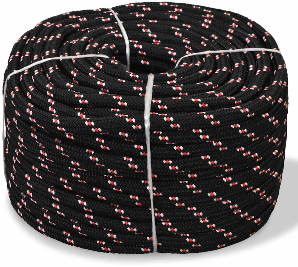 Jūrinė virvė, polipropilenas, 14mm, 50m, juoda