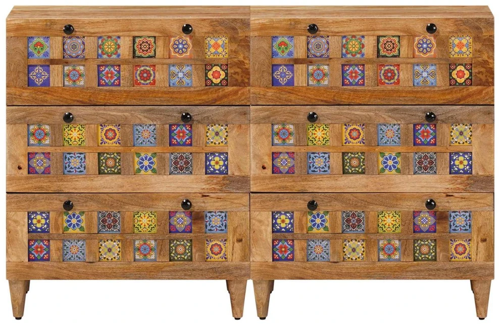 Kabalas 2 vnt. 60 x 33 x 75 cm Kietas mango medis Natūrali