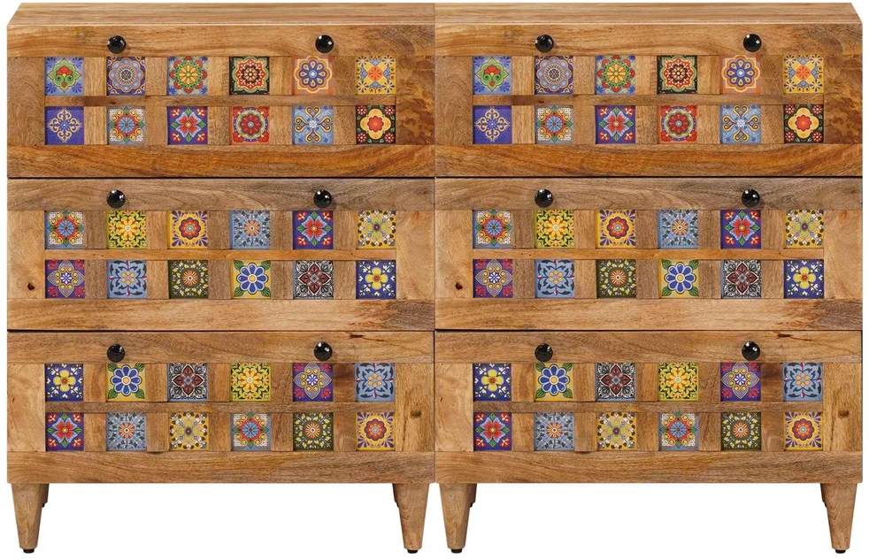 Kabalas 2 vnt. 60 x 33 x 75 cm Kietas mango medis Natūrali