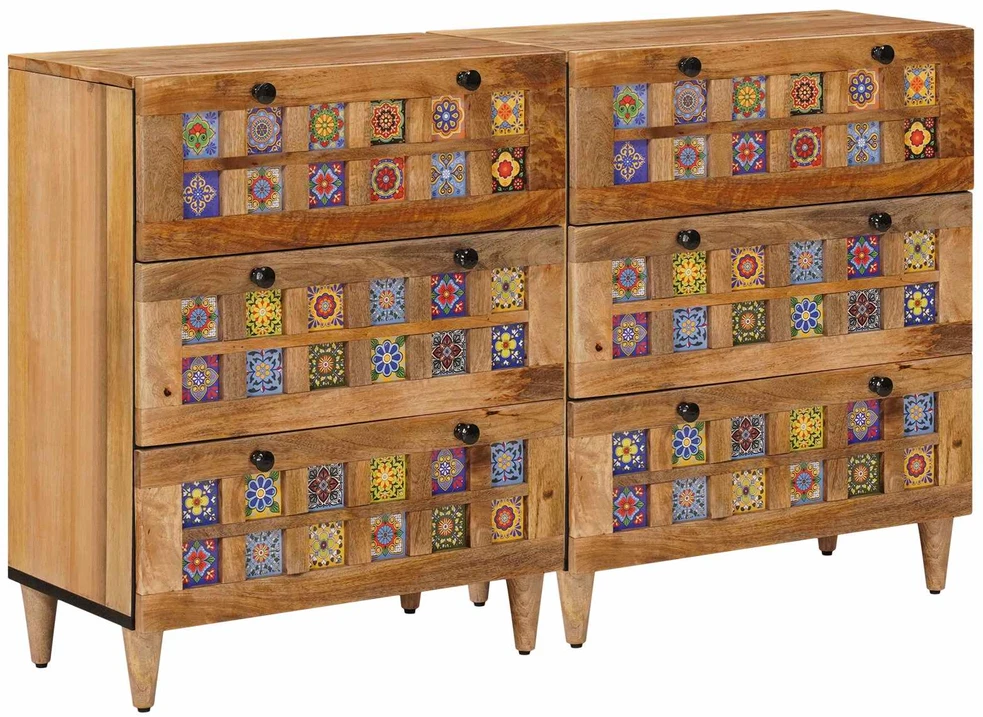 Kabalas 2 vnt. 60 x 33 x 75 cm Kietas mango medis Natūrali