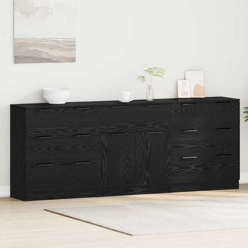 Kabalas 3 vnt. Juodas ąžuolas 181 x 30 x 70 cm Apdirbta mediena