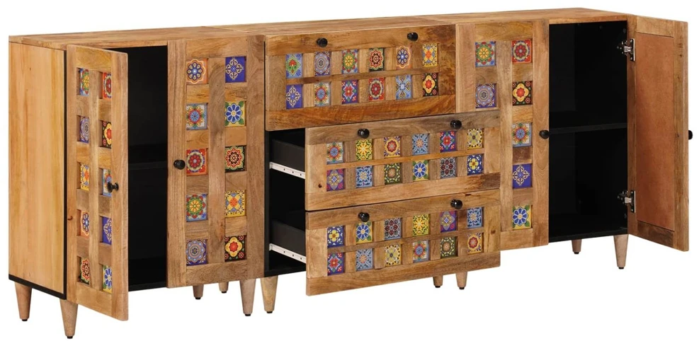 Kabalas 3 vnt. 60 x 33,5 x 75 cm Kietas mango medis Natūrali