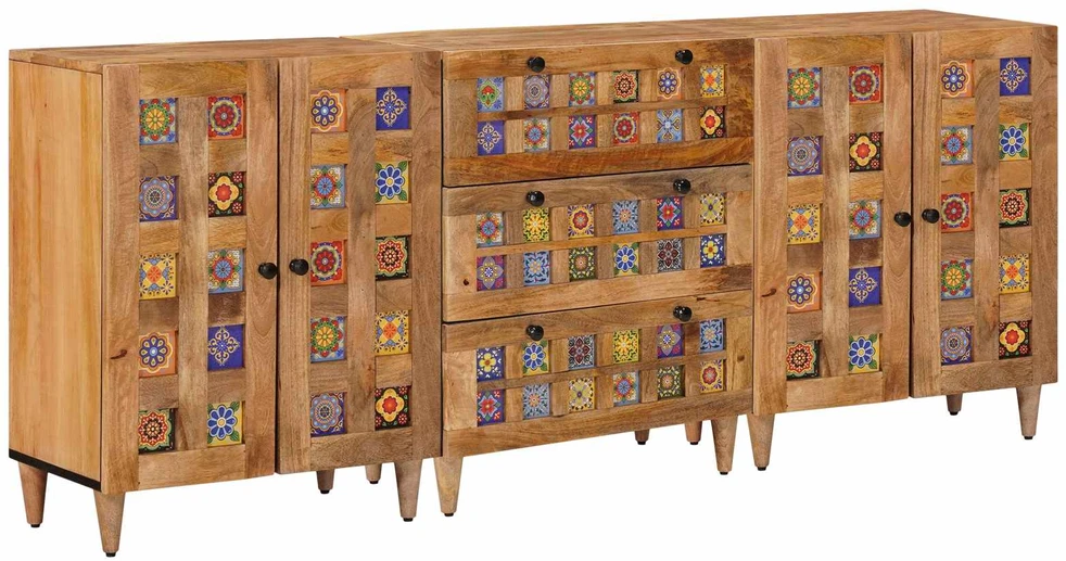 Kabalas 3 vnt. 60 x 33,5 x 75 cm Kietas mango medis Natūrali