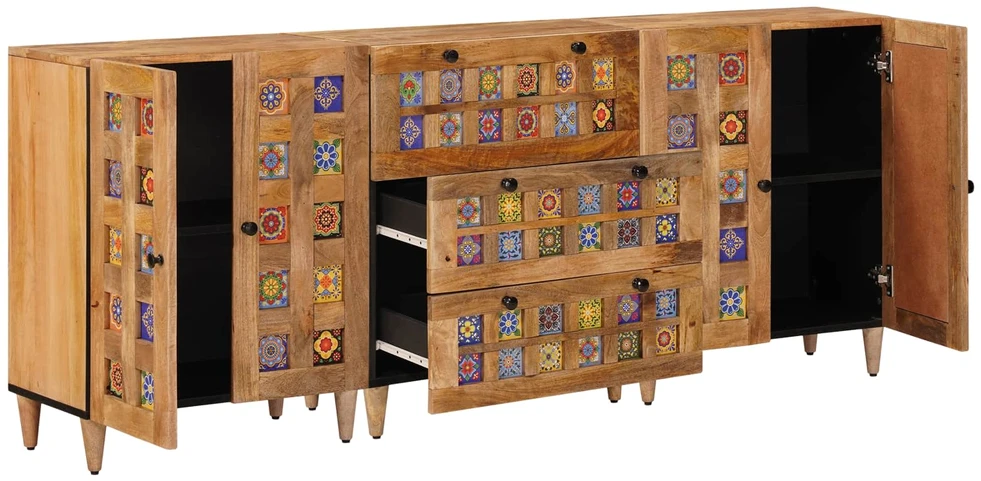 Kabalas 3 vnt. 60 x 33,5 x 75 cm Kietas mango medis Natūrali