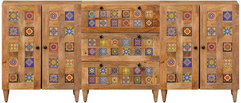 Kabalas 3 vnt. 60 x 33,5 x 75 cm Kietas mango medis Natūrali