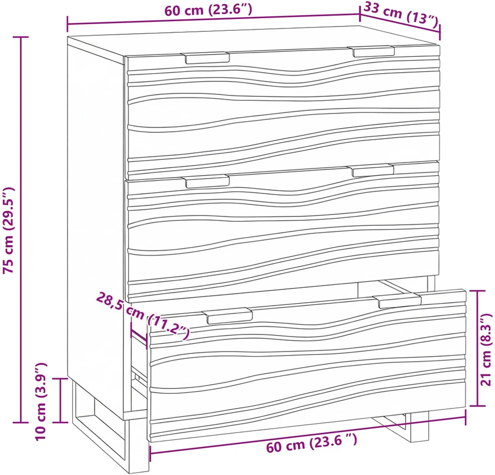Kabalas Balta 60 x 33.5 x 75 cm Mango medienos masyvas