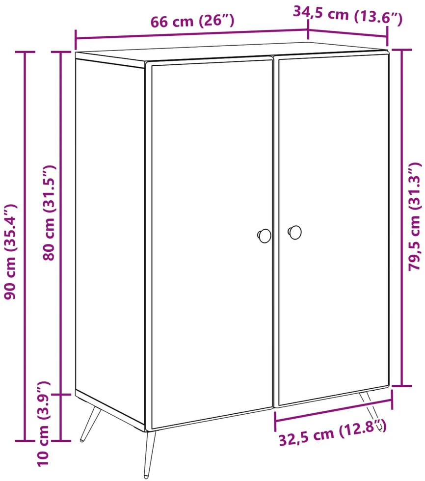 Kabalas Balta 66 x 34,5 x 90 cm Apdirbta mediena