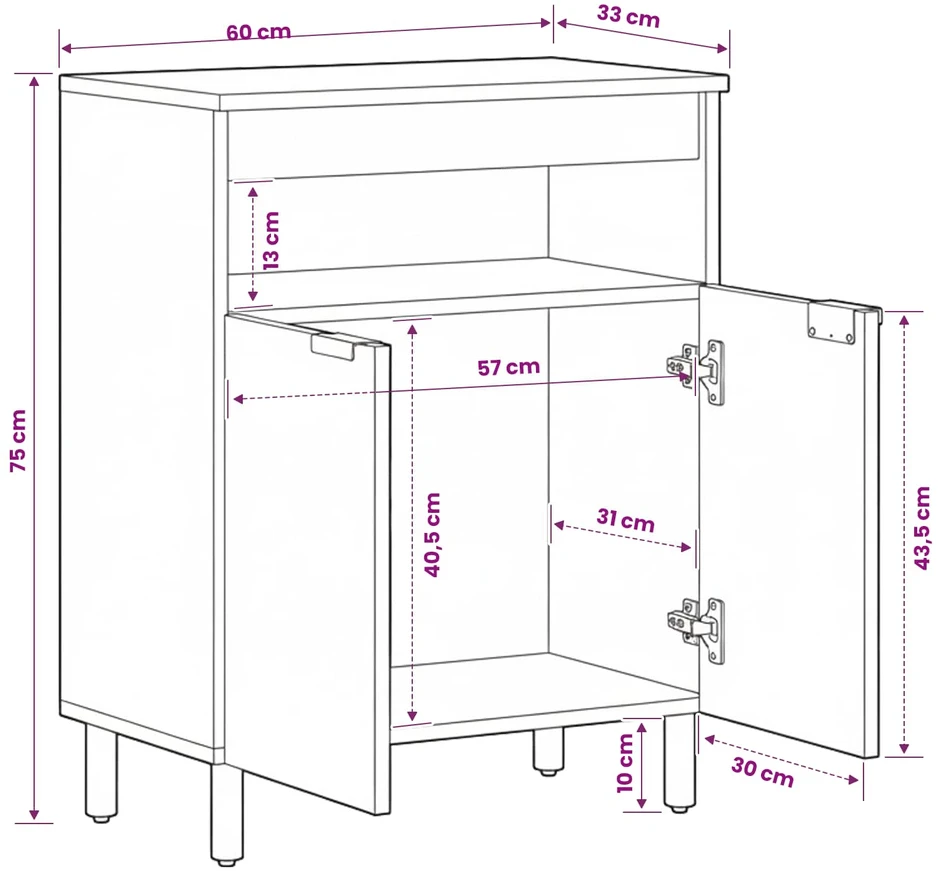 Kabalas Baltos skalbimo apdaila 60 x 33 x 75 cm