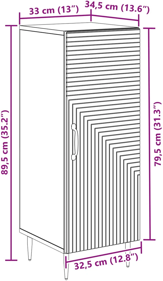 Kabalas Betono pilka 33 x 34,5 x 89,5 cm Apdirbta mediena