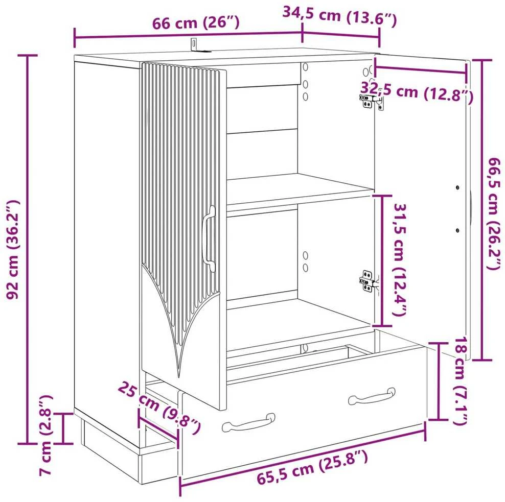 Kabalas Betono pilka 66 x 34,5 x 92 cm Apdirbta mediena