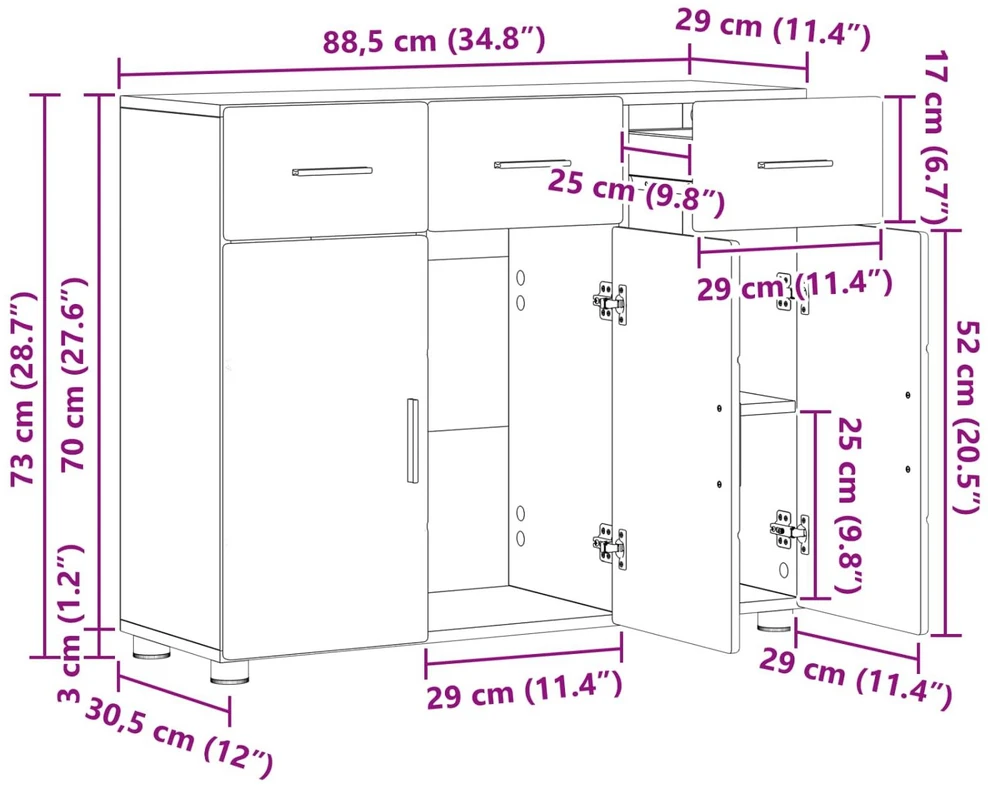 Kabalas FLORIN 88,5 x 30,5 x 73 cm Betono pilka