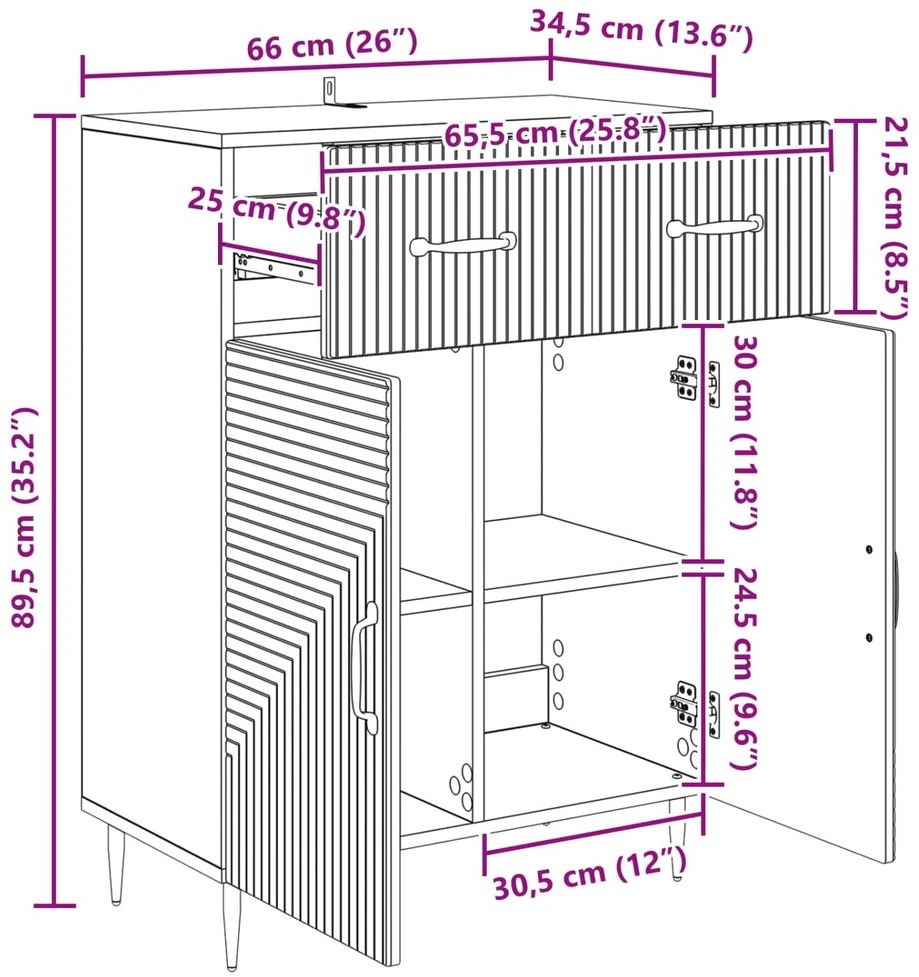 Kabalas Itin blizgi balta 66 x 34,5 x 89,5 cm Apdirbta mediena
