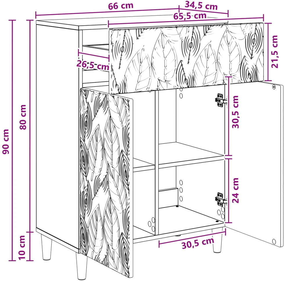 Kabalas Itin blizgi balta 66 x 34,5 x 90 cm Apdirbta mediena
