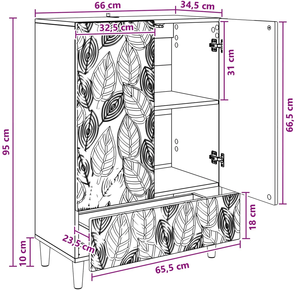 Kabalas Itin blizgi balta 66 x 34,5 x 95 cm Apdirbta mediena