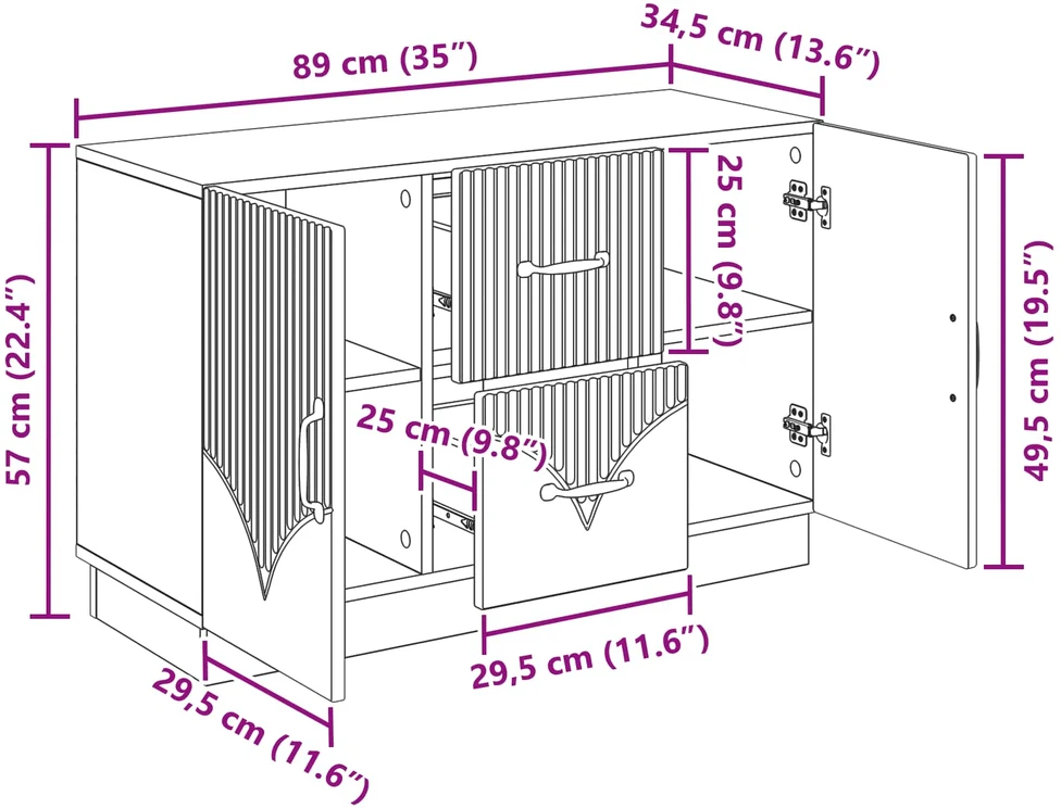 Kabalas Itin blizgi balta 89 x 34,5 x 57 cm Apdirbta mediena