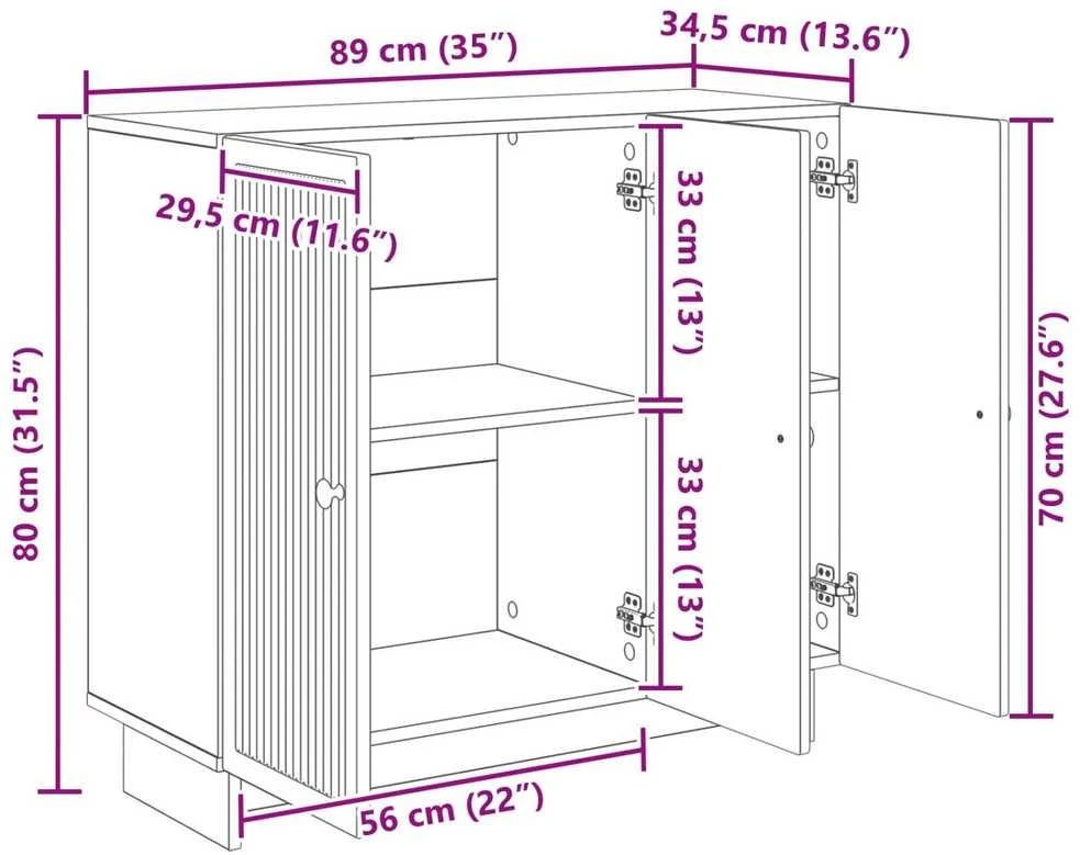 Kabalas Itin blizgi balta 89 x 34,5 x 80 cm Apdirbta mediena