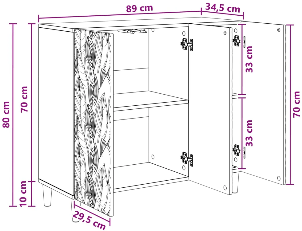 Kabalas Itin blizgi balta 89 x 34,5 x 80 cm Apdirbta mediena