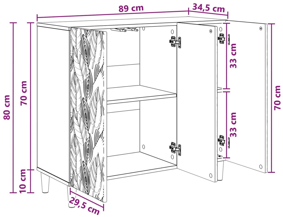 Kabalas Juoda 89 x 34,5 x 80 cm Apdirbta mediena