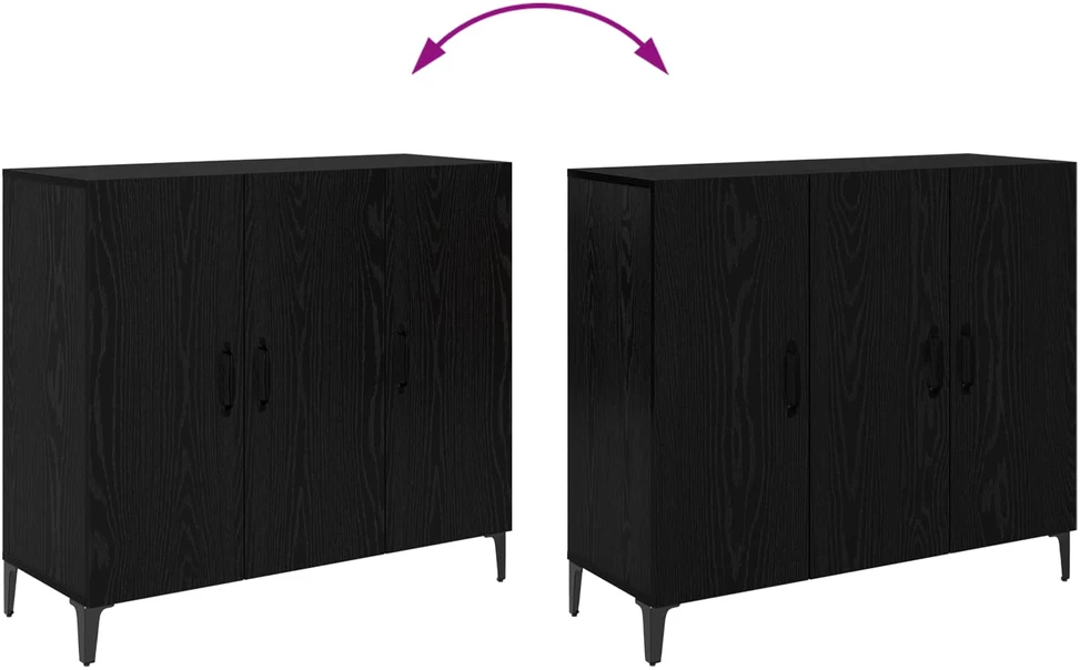 Kabalas juoda ąžuolo 34 x 90 x 80 cm Apdirbta mediena