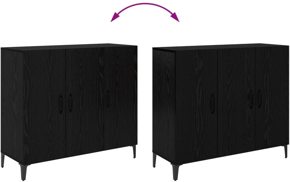 Kabalas juoda ąžuolo 34 x 90 x 80 cm Apdirbta mediena