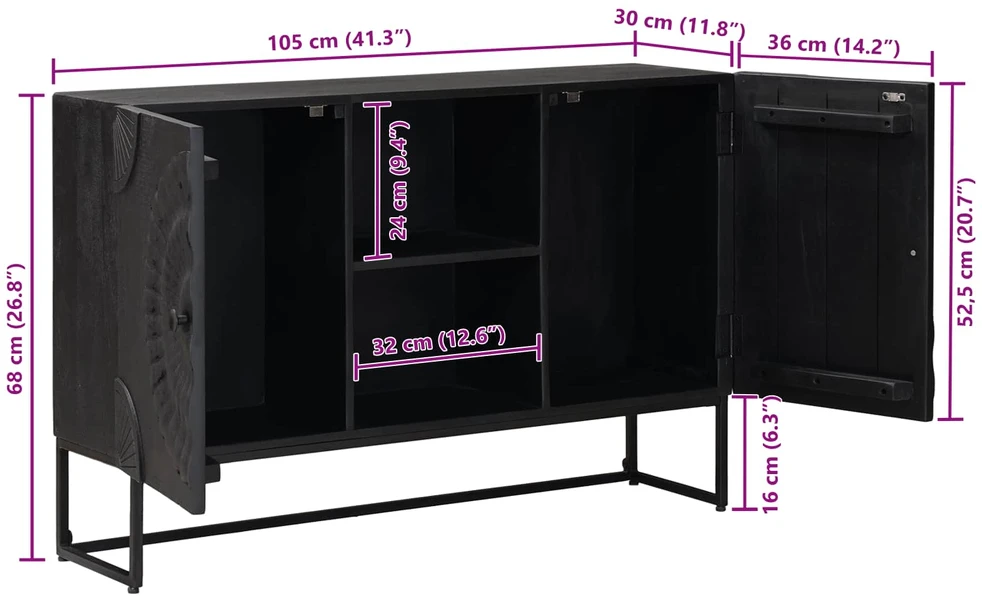 Kabalas Juodas 105 x 30 x 68 cm