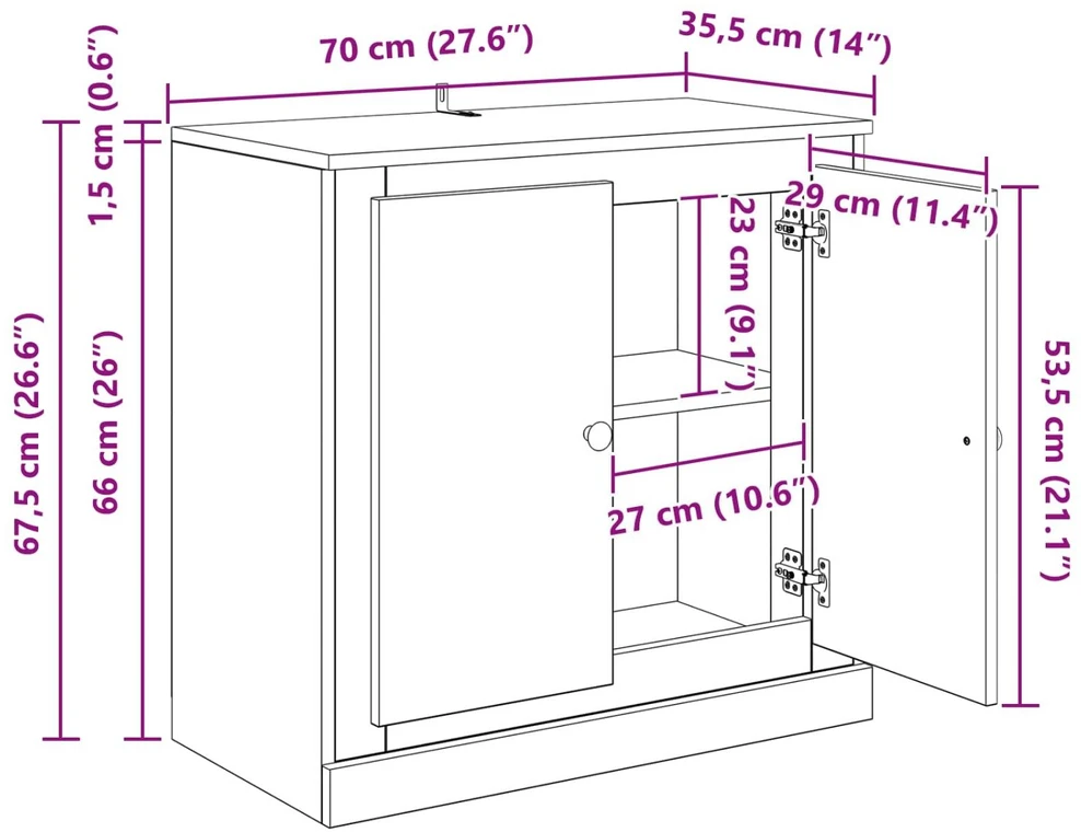 TV staliukas Kabalas 70 x 35,5 x 67,5 cm Juodas ąžuolas Apdirbta mediena