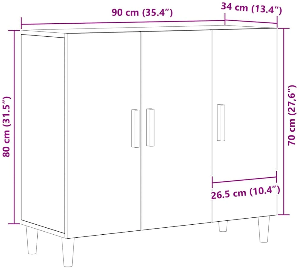 Kabalas Juodas ąžuolas 90 x 34 x 80 cm Apdirbta mediena