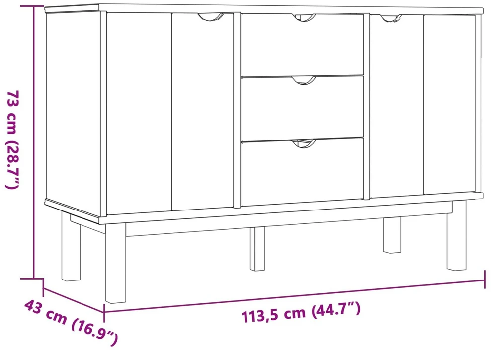 Kabalas OTTA Juoda 113,5 x 43 x 73 cm Pušies medienos masyvas