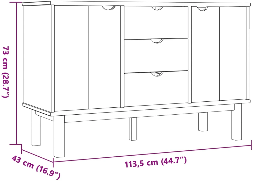 Kabalas OTTA Juoda 113,5 x 43 x 73 cm Pušies medienos masyvas