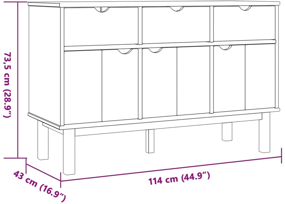 Komoda OTTA Ruda ir juoda 114 x 43 x 73,5 cm