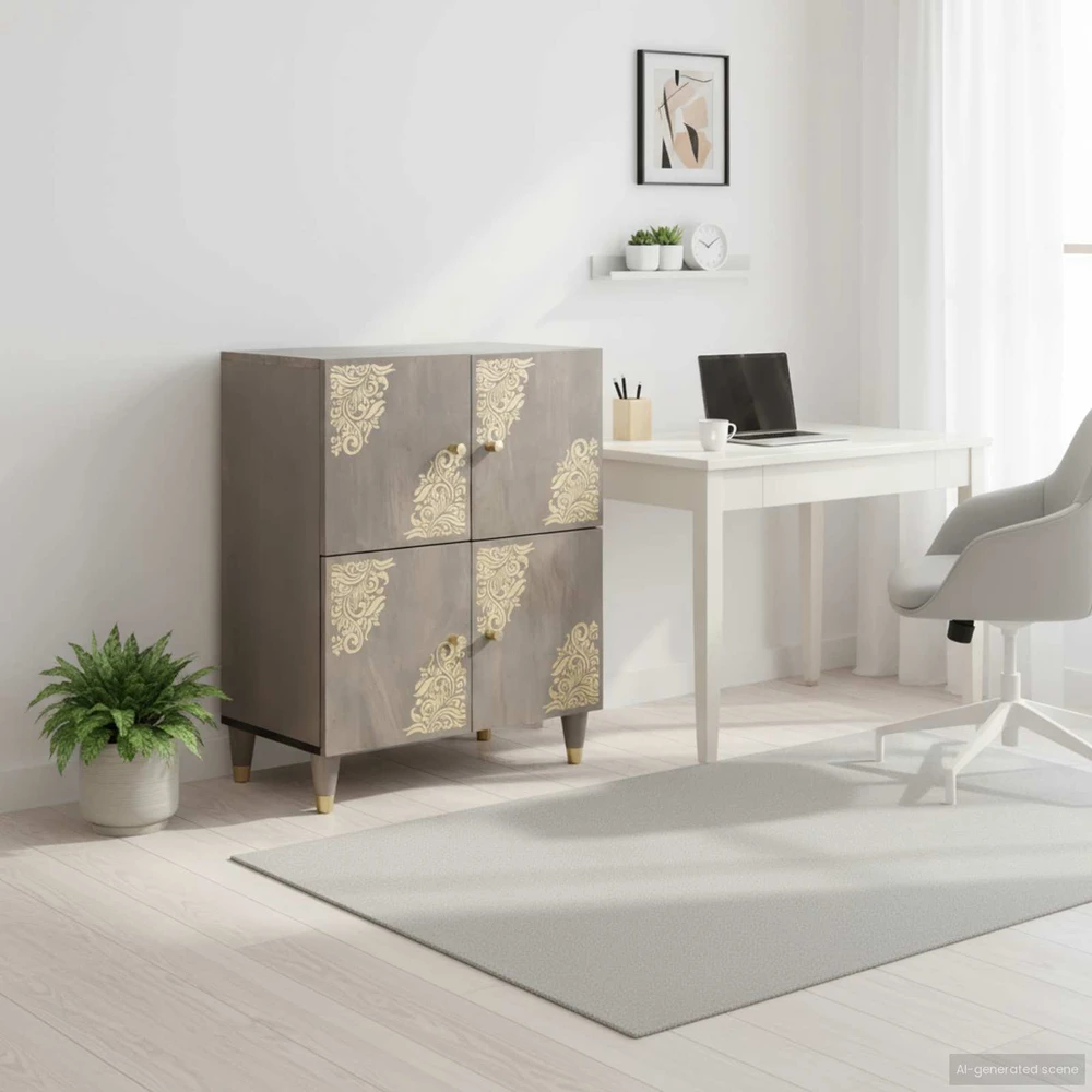 Kabalas Pilkas ir auksinis 60 x 33 x 75 cm Kietas mango medis