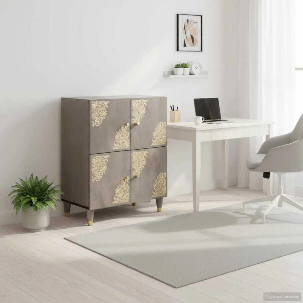Kabalas Pilkas ir auksinis 60 x 33 x 75 cm Kietas mango medis