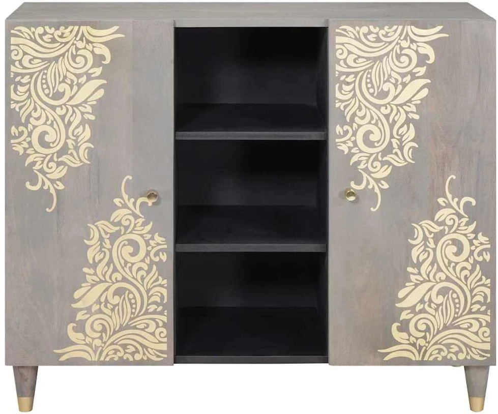 Kabalas Pilkas ir auksinis 90 x 33 x 75 cm Kietas mango medis