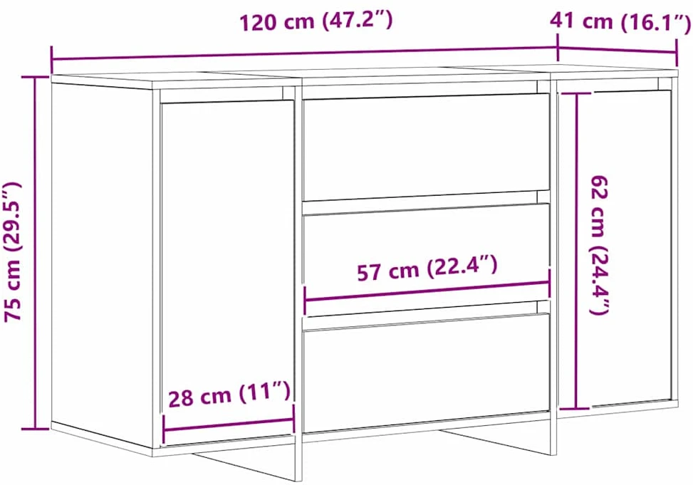 Kabalas Pilkas Sonoma 120 x 41 x 75 cm Apdirbta mediena