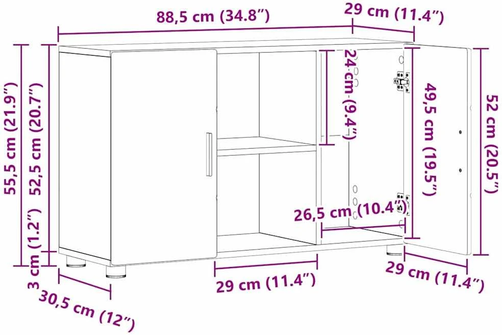 Kabalas FLORIN 88,5 x 30,5 x 55,5 cm Pilkas Sonoma