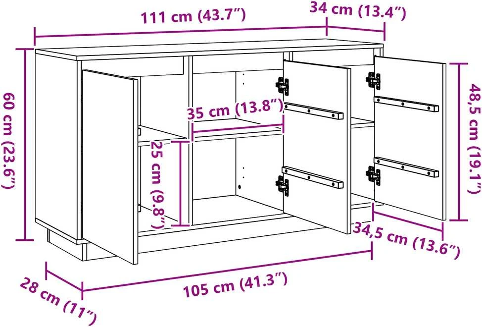 Kabalas Rudas ąžuolas 111 x 34 x 60 cm Kietos pušies mediena