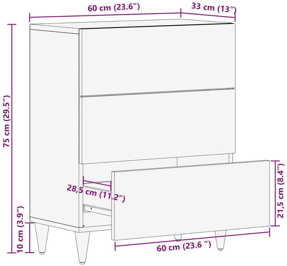 Kabalas Ruda 60 x 33 x 75 cm Kietas mango medis