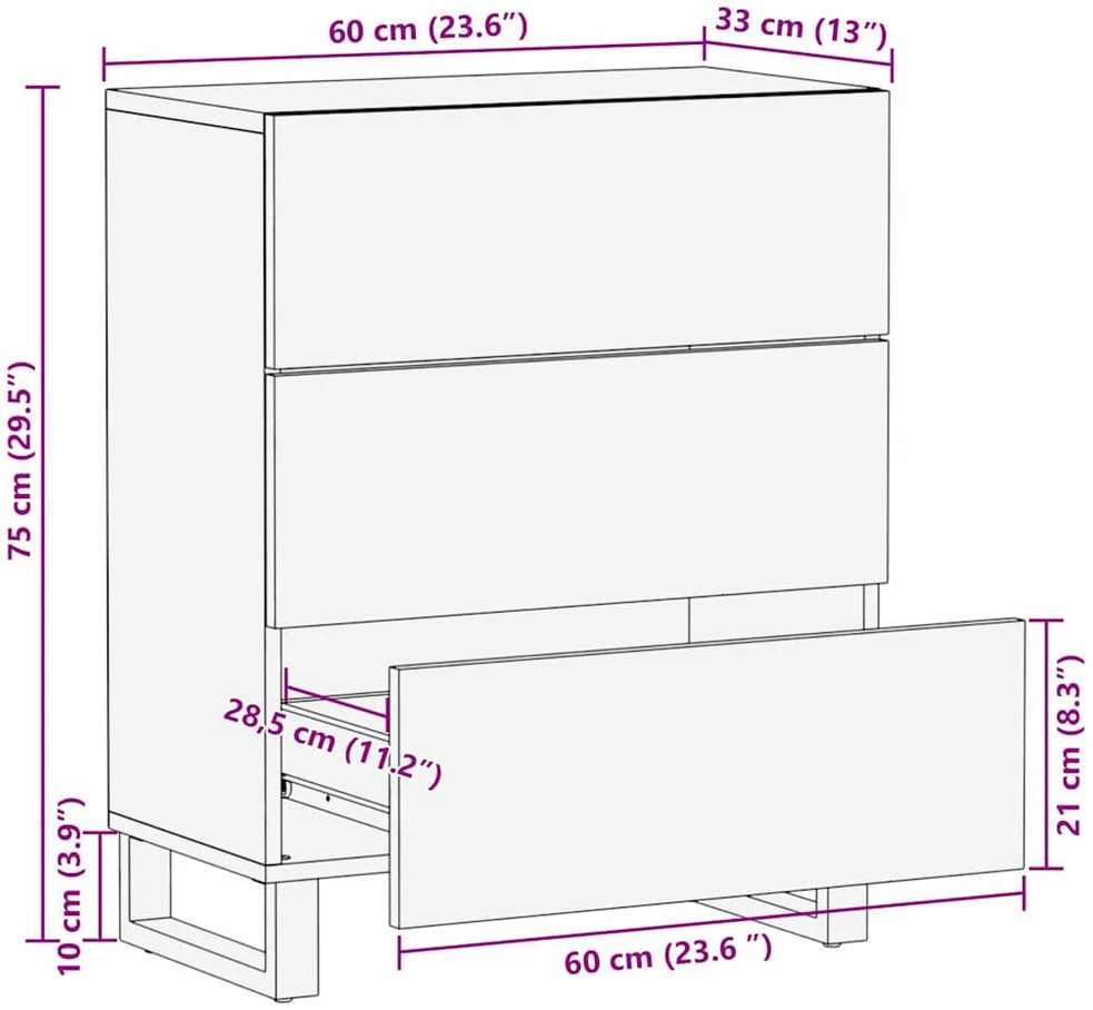 Kabalas 60 x 33 x 75 cm Kietas mango medis Ruda