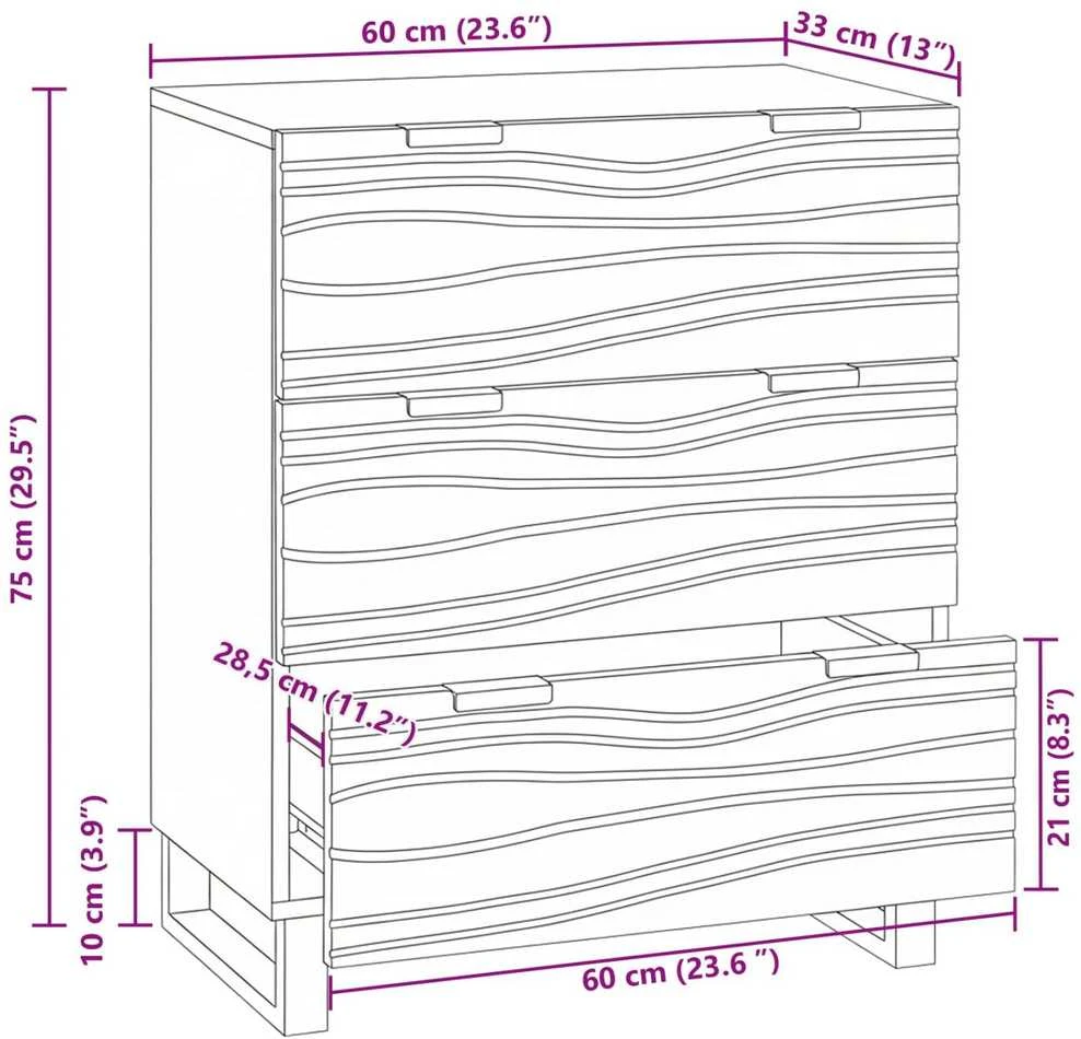 Kabalas Ruda 60 x 33.5 x 75 cm Mango medienos masyvas