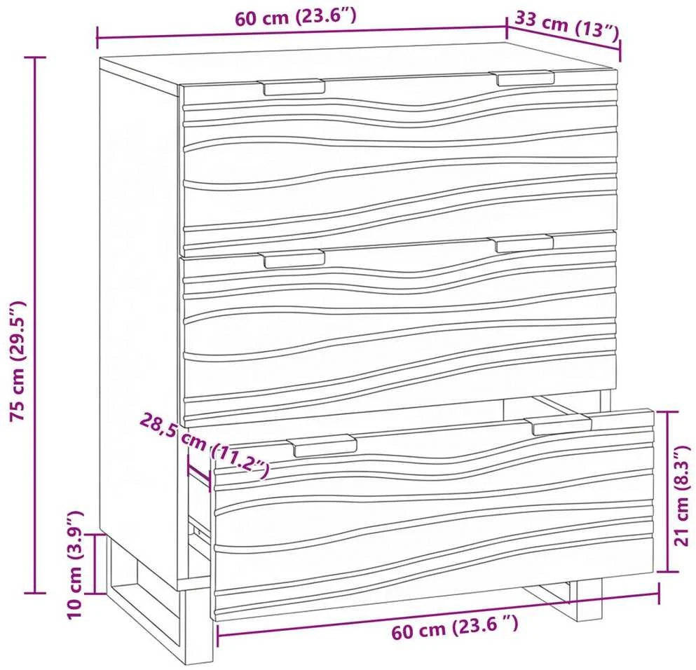 Kabalas Ruda 60 x 33.5 x 75 cm Mango medienos masyvas