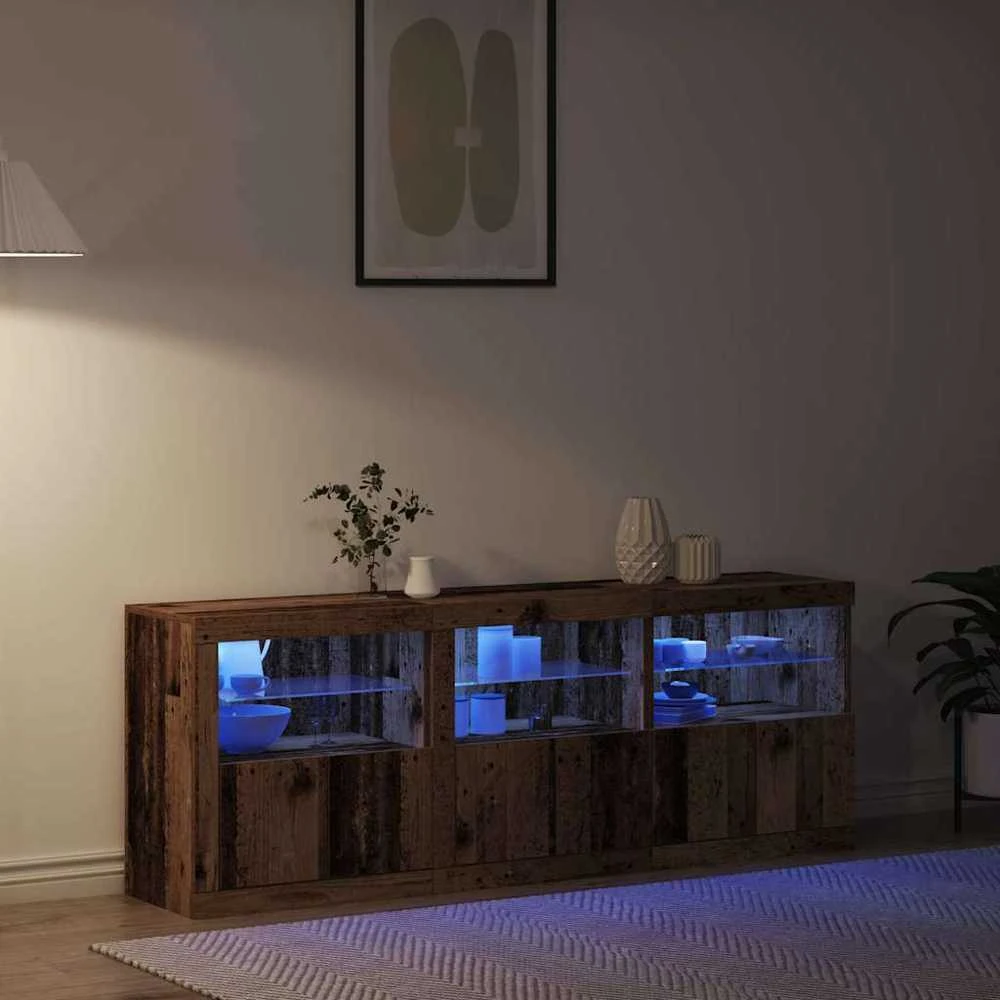 LED Bufetas Senovinis medis 181 x 37 x 67 cm Apdirbta mediena