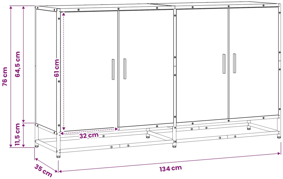 Kabalas Sendintos medienos 134 x 35 x 76 cm Apdirbta mediena