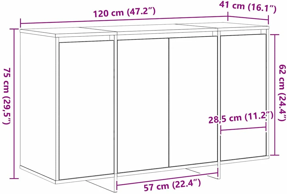 Kabalas Sonoma ąžuolas 120 x 41 x 75 cm Apdirbta mediena