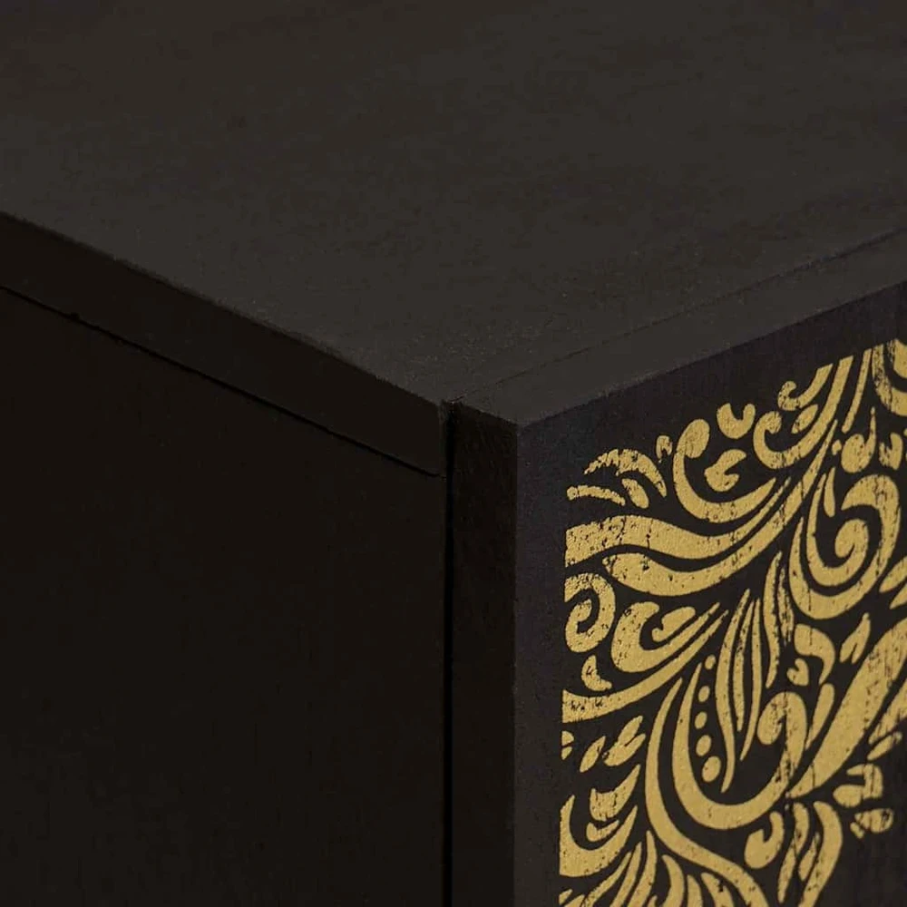 Kabalas su lentyna Juoda 60 x 33 x 75 cm Kietas mango medis